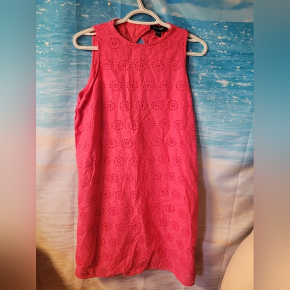 Charlie Paige Barbie Pink‎ Mini Dress Glower Eyelet Design Size Medium